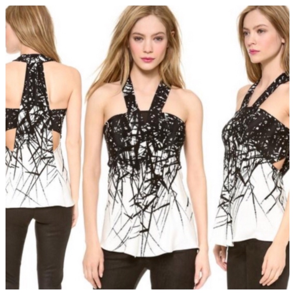 YIGAL AZROUEL PRINT SILK TOP